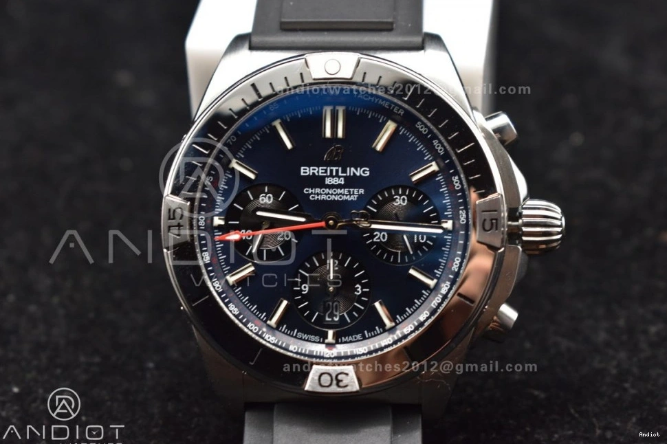 B01 A7750 Blk Best Chrono 43mm BLS SS 1:1 Navitimer Version L-Blue LE 1126